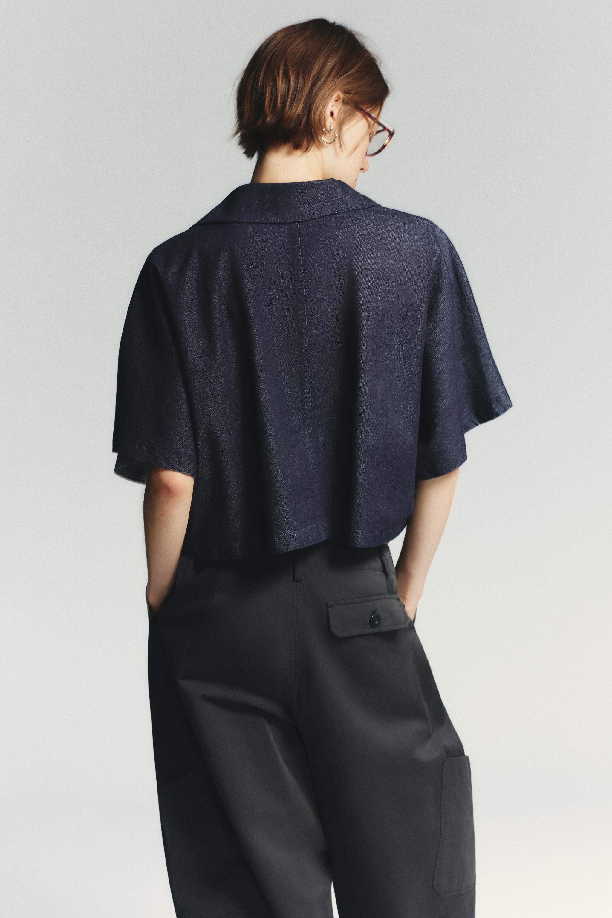 CHEMISE EN JEAN TRF COL POLO